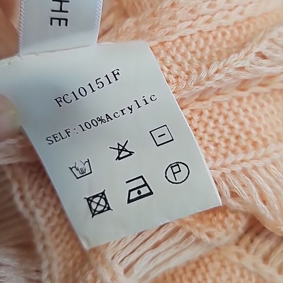 Cupshe NWOT Pink Knit Stripe V-Neck Crochet Pullover Swim Coverup One Size - Picture 5 of 8